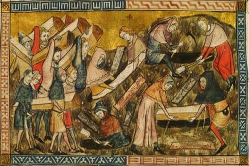 "Banorët e Tournait varrosin viktimat e Vdekjes së Zezë", nga Pierart dou Tielt, 1353