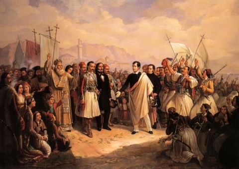 Pritja e Lord Bajronit në Mesollongj - Theodoros Vryzakis
